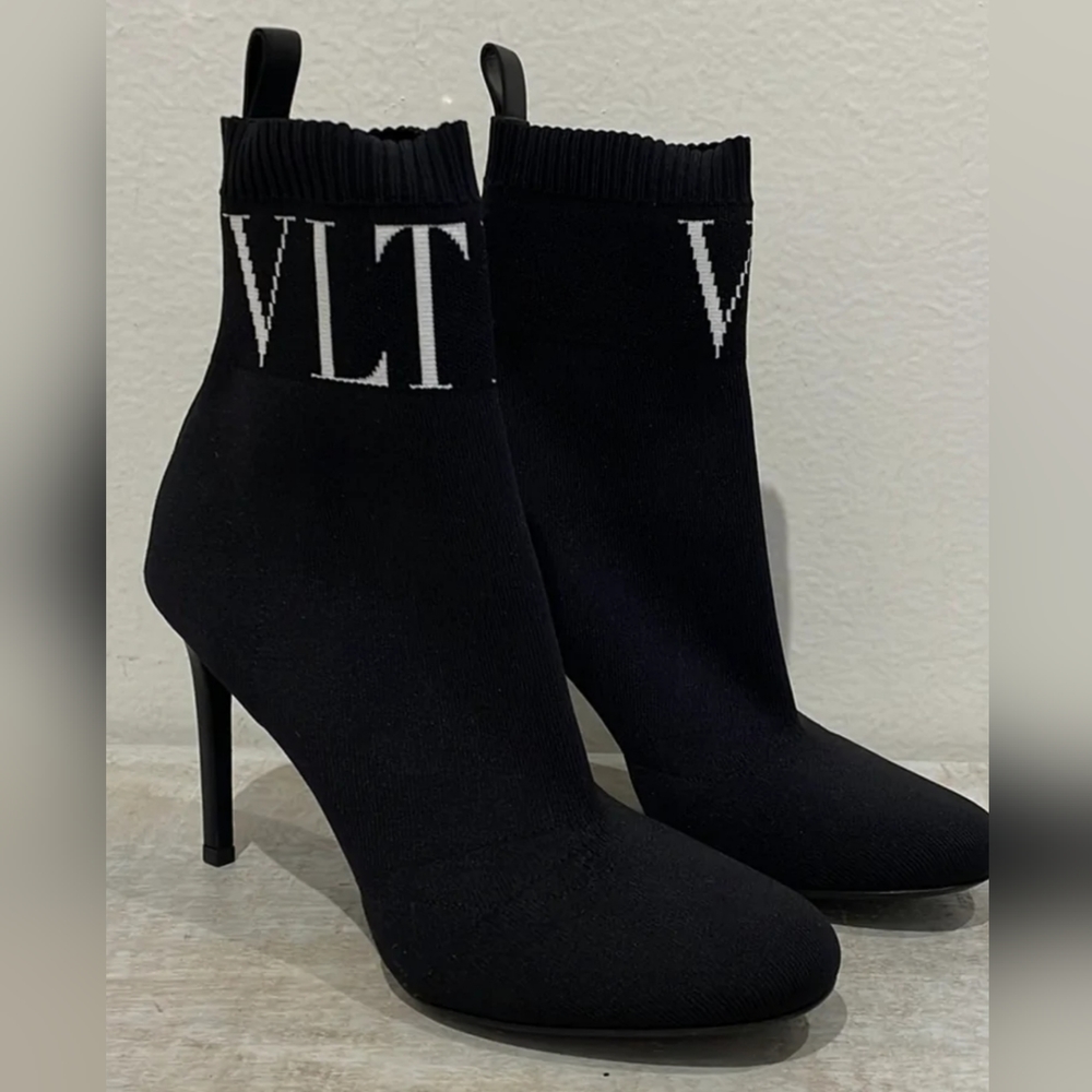 Valentino Shoes Black Sock-fit Ankle Boots (size 38)